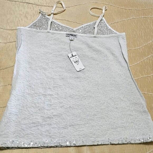 NWT EXPRESS SILVER SEQUIN CAMI with ADJUSTABLE SPAGHETTI STRAPS SZ S/P - Picture 8 of 14